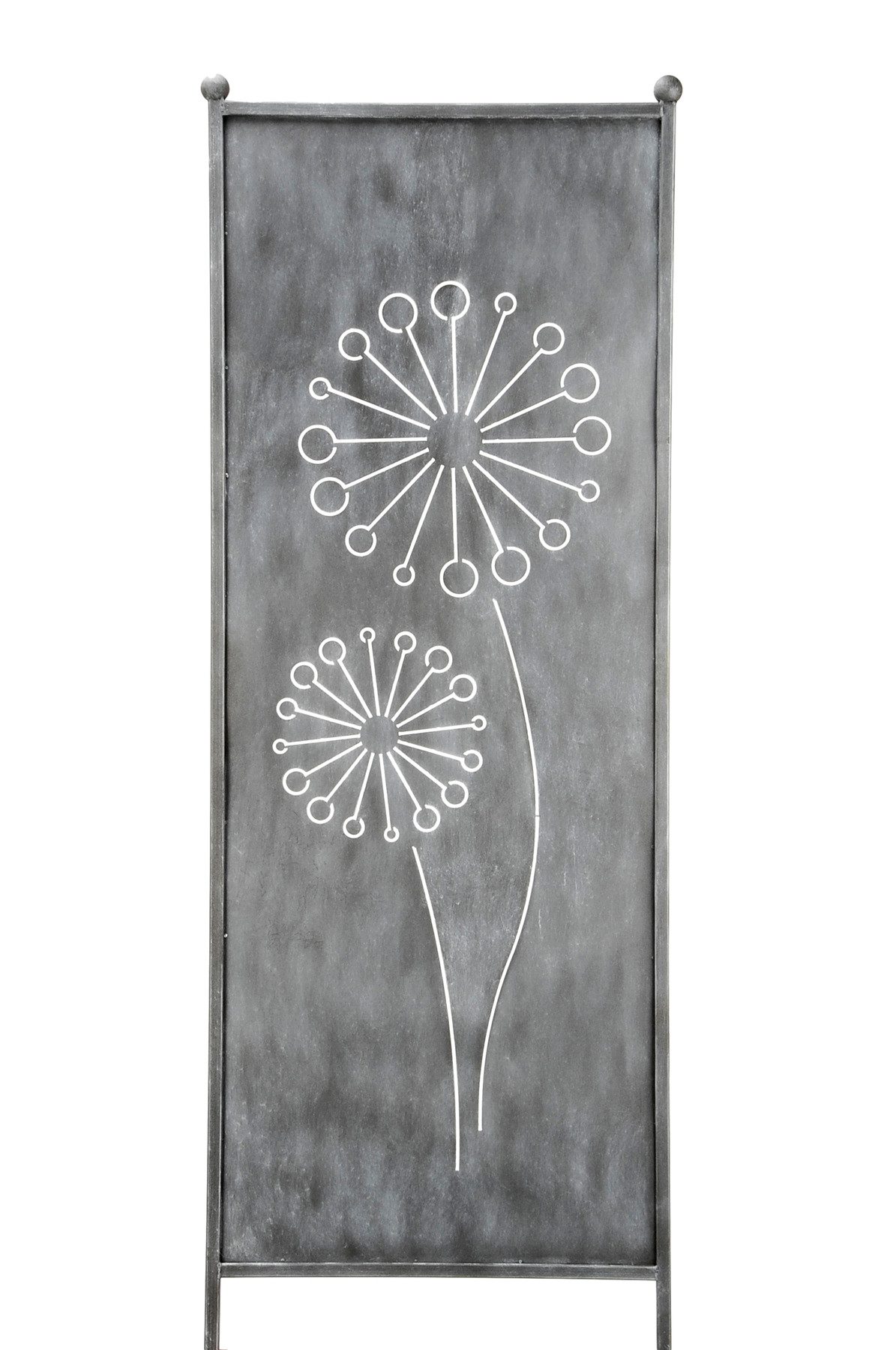 finehomegarden Gartenstecker Stele Metall Pusteblume Sichtschutz grau (1-St) Windschutz Outdoor H205cm B64cm Dekowand Garten / Spedition