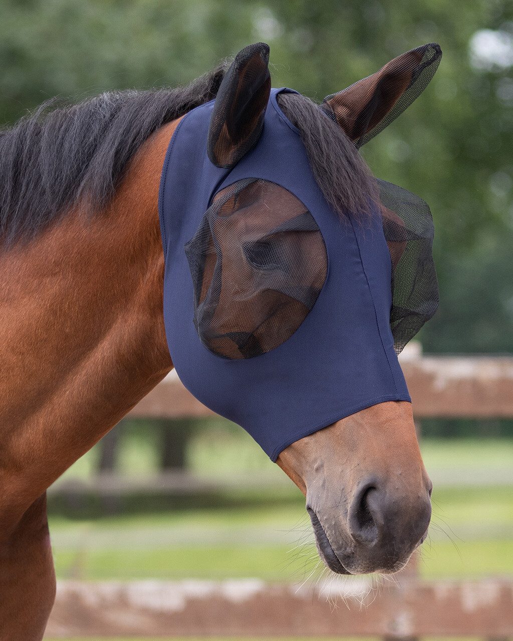 ARBO-INOX® Fliegenmasken Fliegenmaske Fliegenschutz elastisch Reißverschluss -Rosa-Grau-Navy
