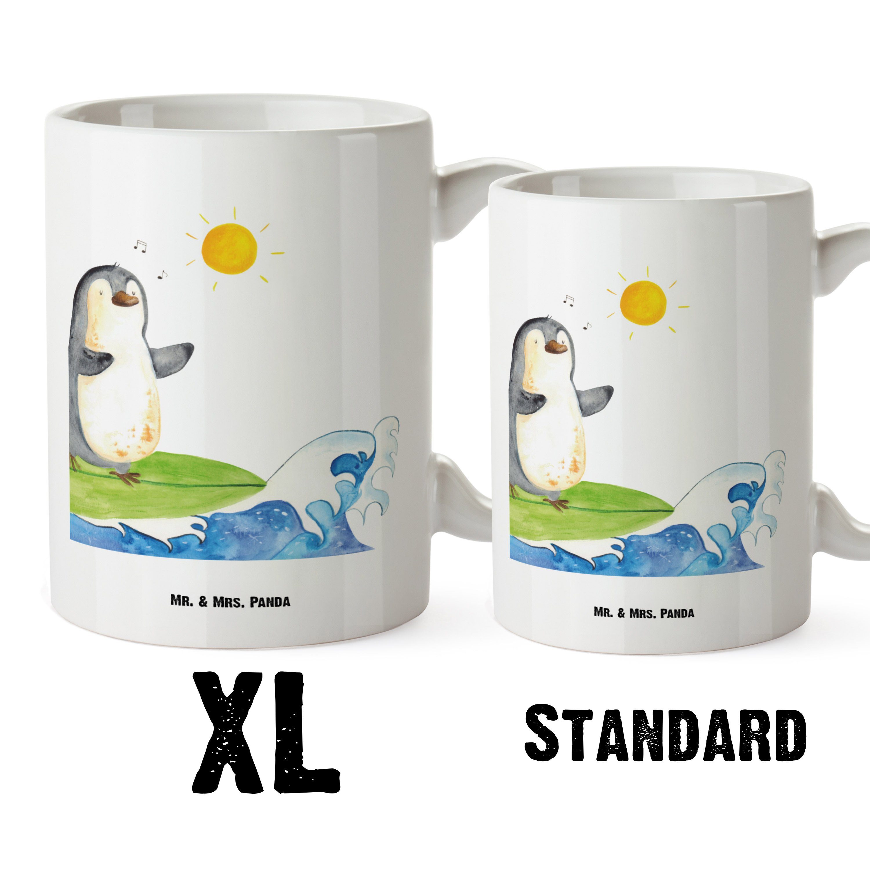 Mr. & Mrs. Panda Geschenk, Wellen, Pinguin - Große Weiß Urlaub, XL - Keramik Tasse Surfer Tasse, Tasse Hawaii