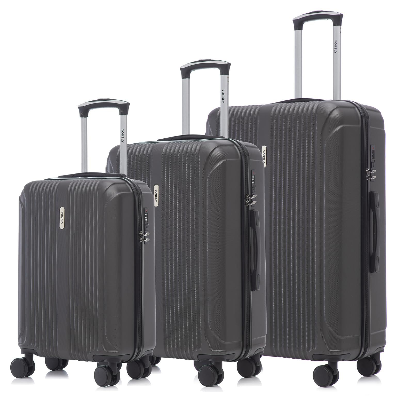 YONSLY Trolleyset Reisekoffer mit TSA-Zahlenschloss & YKK-Reißverschluss, 4 Rollen, (Hartschalen-Kabinenkoffer Set (M, L, XL), 3 tlg., Hartschalen Trolley Set), kratzfest pflegeleicht Wasserabweisend