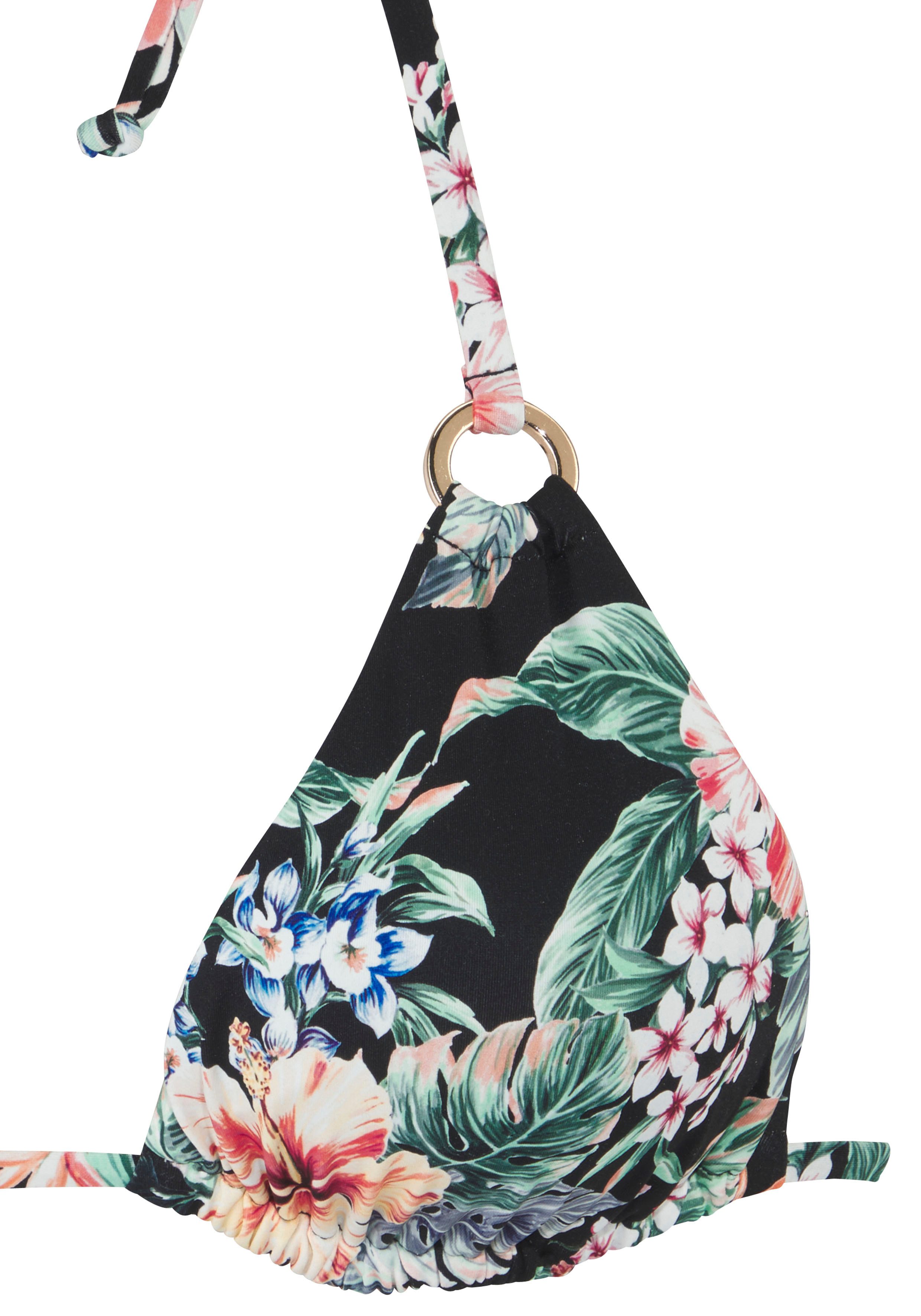 LASCANA Triangel-Bikini-Top Salsa, Goldfarbene Zierringe