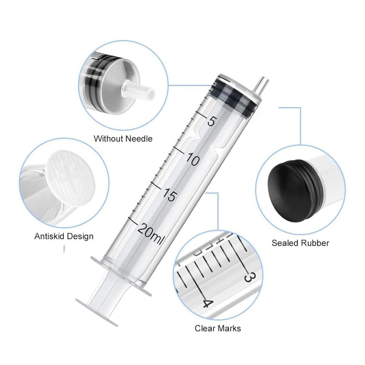 FELIXLEO Absaugspritze 20ml Spritze mit Deckel Kunststoff Spritzen für Öl Haustier, (20-St)