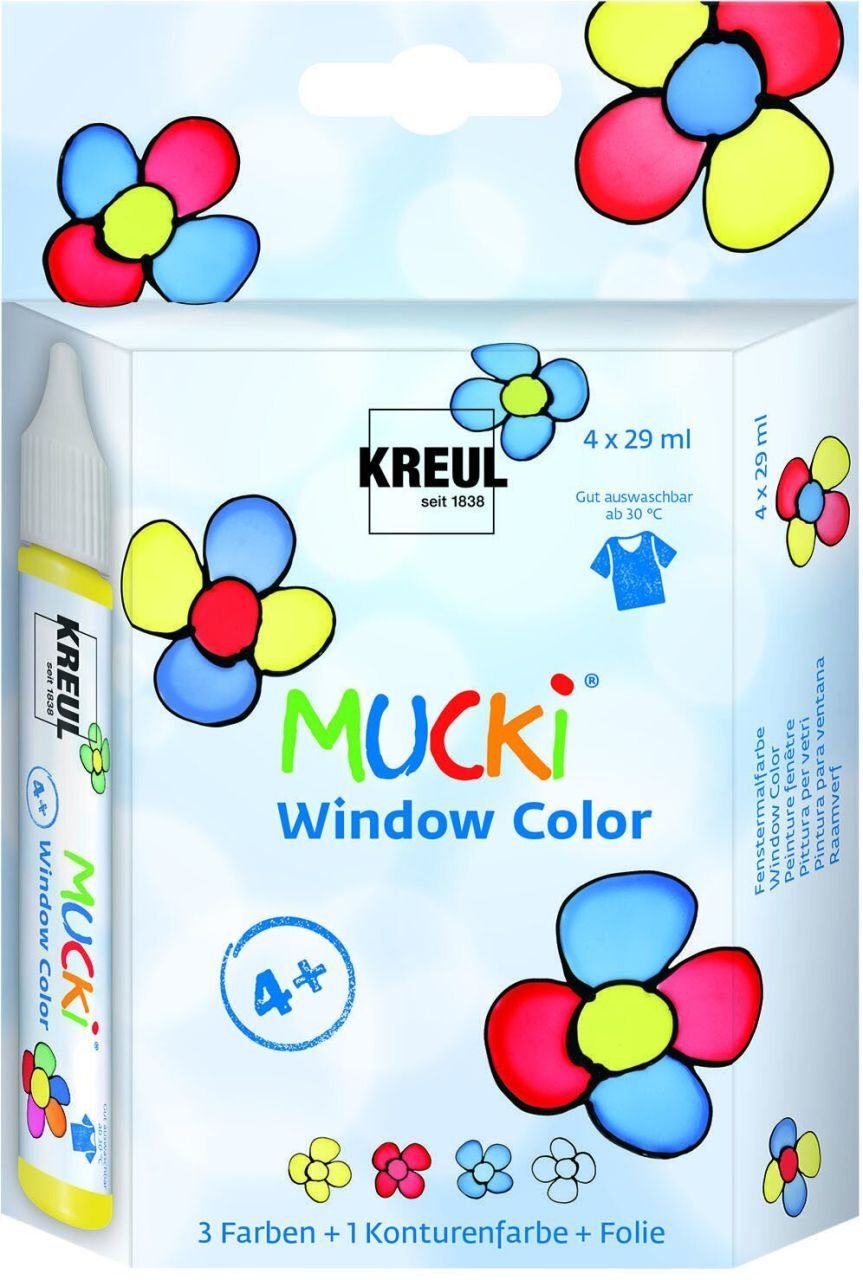 Bastelfarbe Kreul Mucki Window Color 4er Set je 29 ml