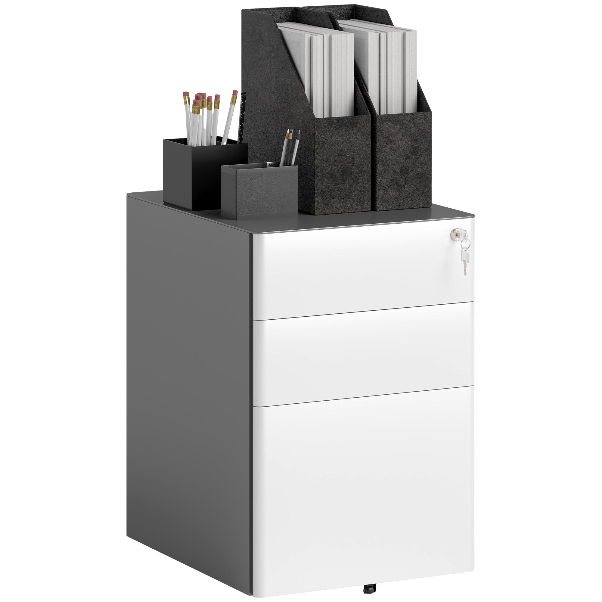 Vinsetto Rollcontainer mobiler Aktenschrank mit 3 günstig online kaufen