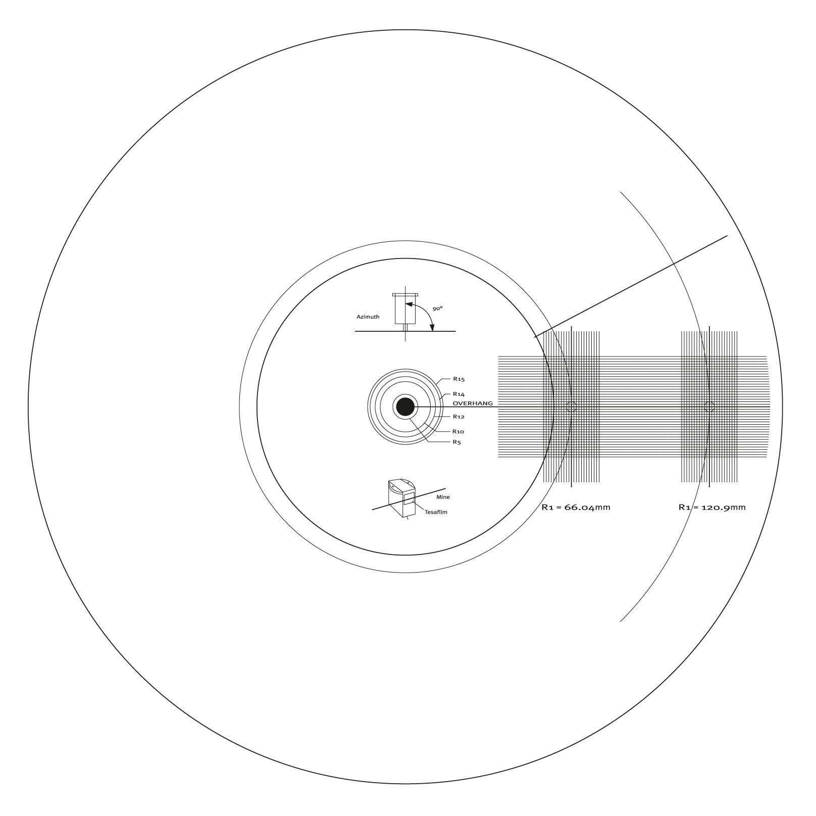 Tonabnehmer) Stroboskop-Scheibe Kalibrierung Direktantrieb, Justage Plattenspieler Geschwindigkeit, (Riemenantrieb, Dynavox der