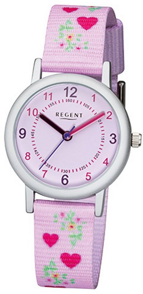 Regent Quarzuhr Regent Kinder-Armbanduhr lila rosa Analog, Kinder  Armbanduhr rund, klein (ca. 29mm), Textil, Stoffarmband