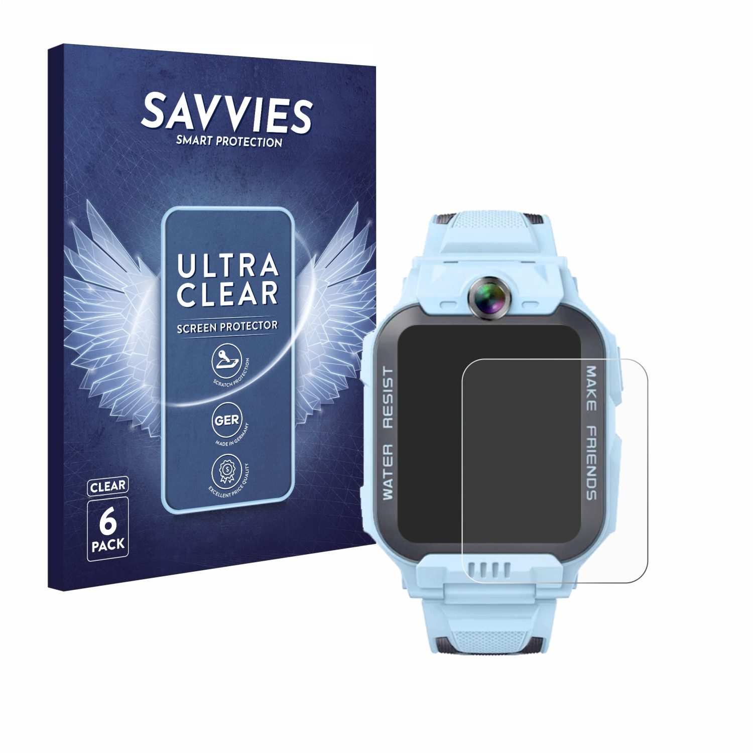 Savvies Displayschutzfolie Schutzfolie für Imoo Watch Phone Z7, 6 Stück, Displayschutz Schutz Folie Klar Transparent