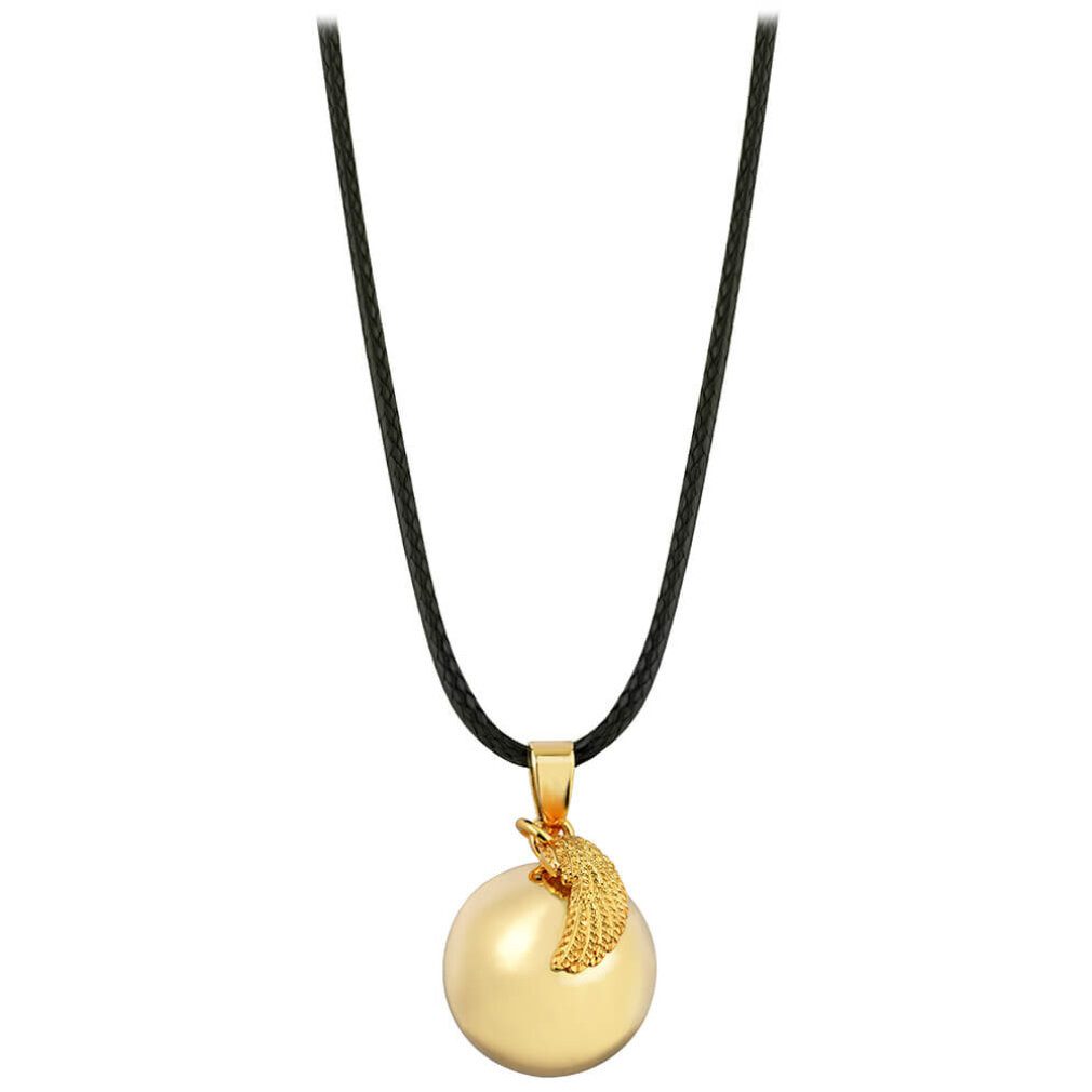 MUMMY BELL Kette mit Einhänger Vergoldete Halskette Jingle Engelsflügel EZ20