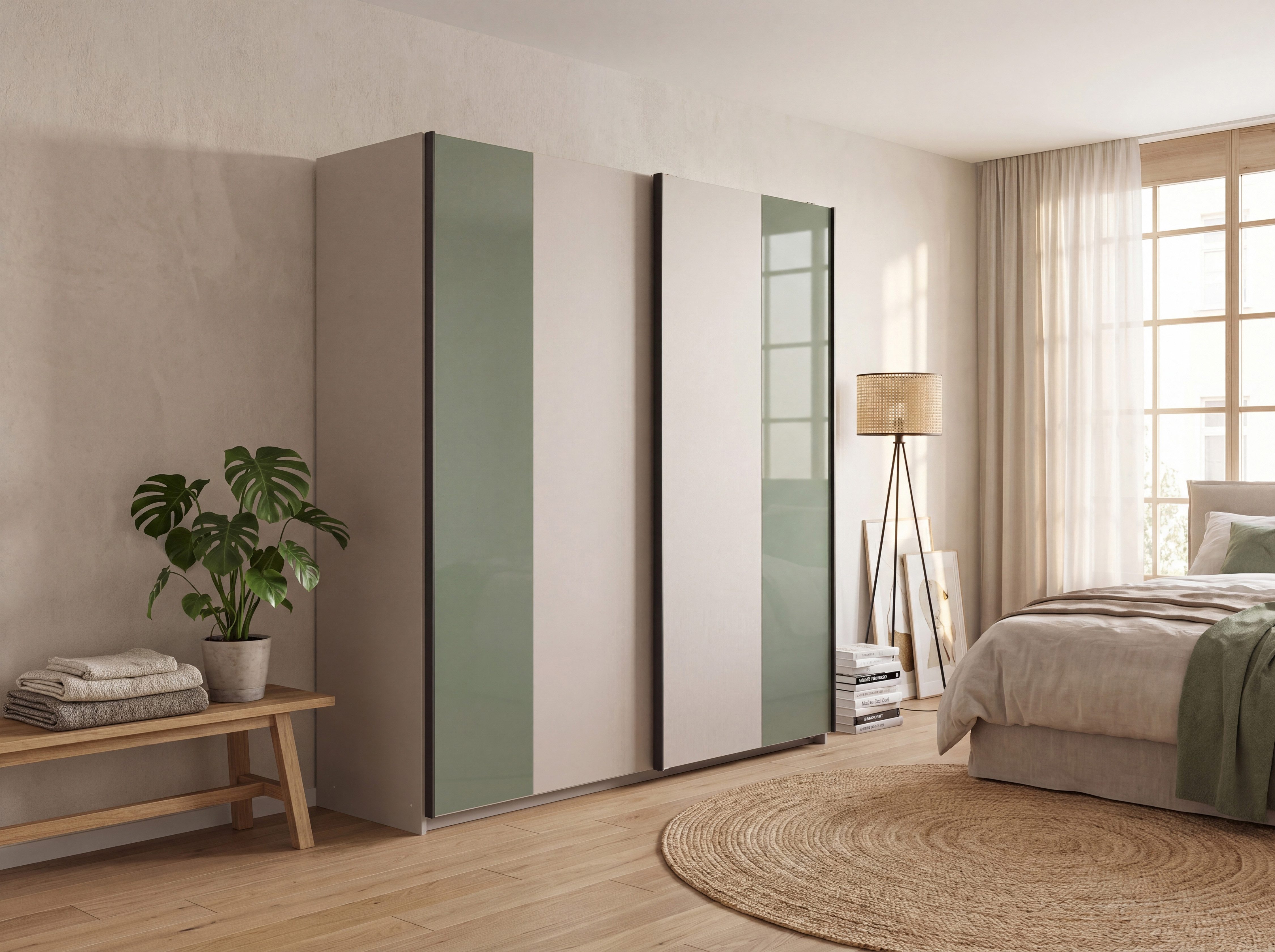Wimex Schwebetürenschrank ABERDEEN in der Breite 180cm, mit farblichen Glaselementen