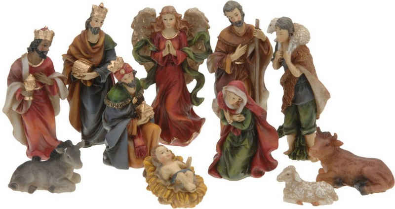 Spetebo Krippenfigur Krippenfiguren Weihnachtsdekoration 11-teilig (Set, 11 St., 11-teilig), Hochwertig verarbeitete Krippenfiguren mit vielen Details