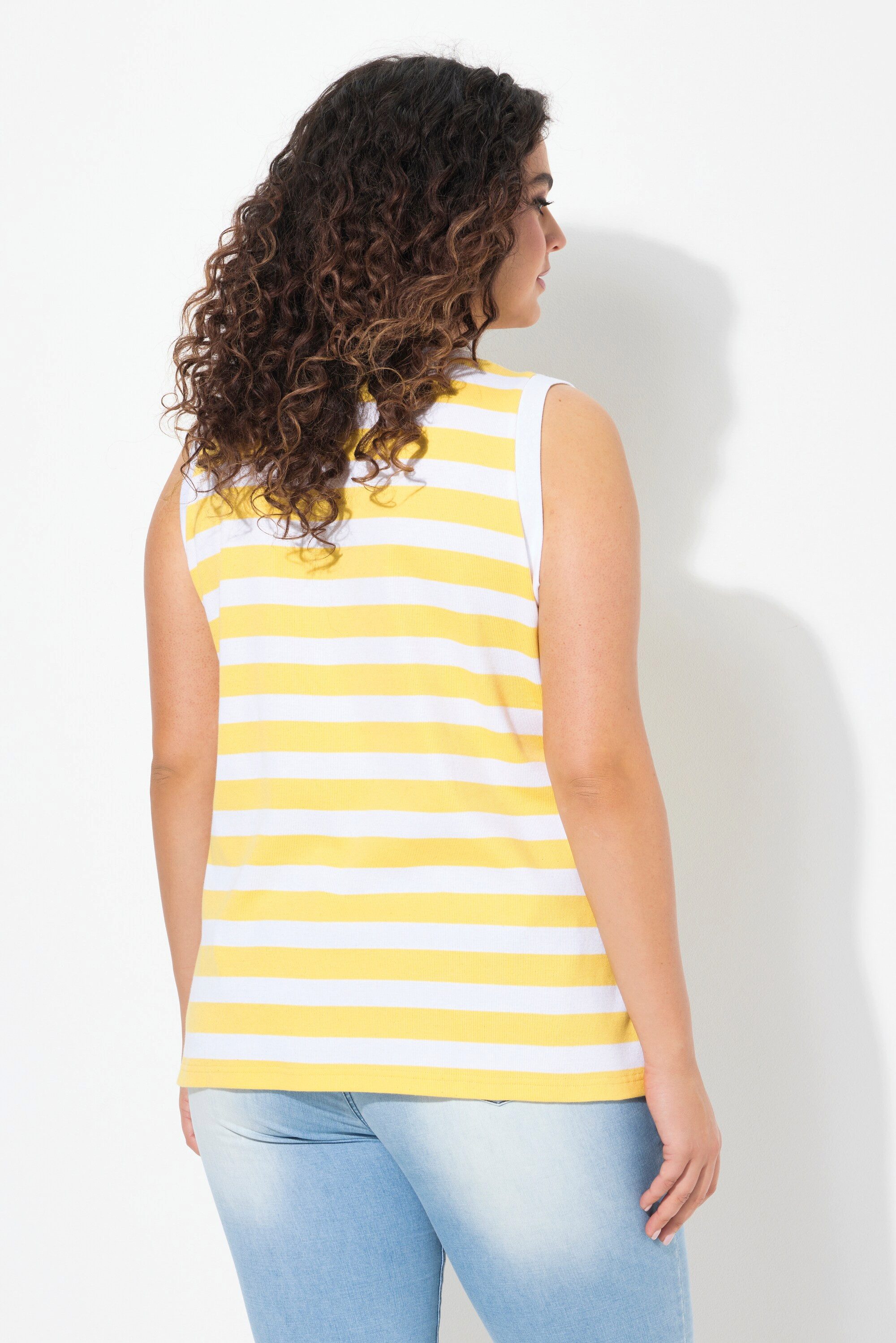 Ulla Popken Longtop Top Ringel Rippjersey Rundhals ärmellos