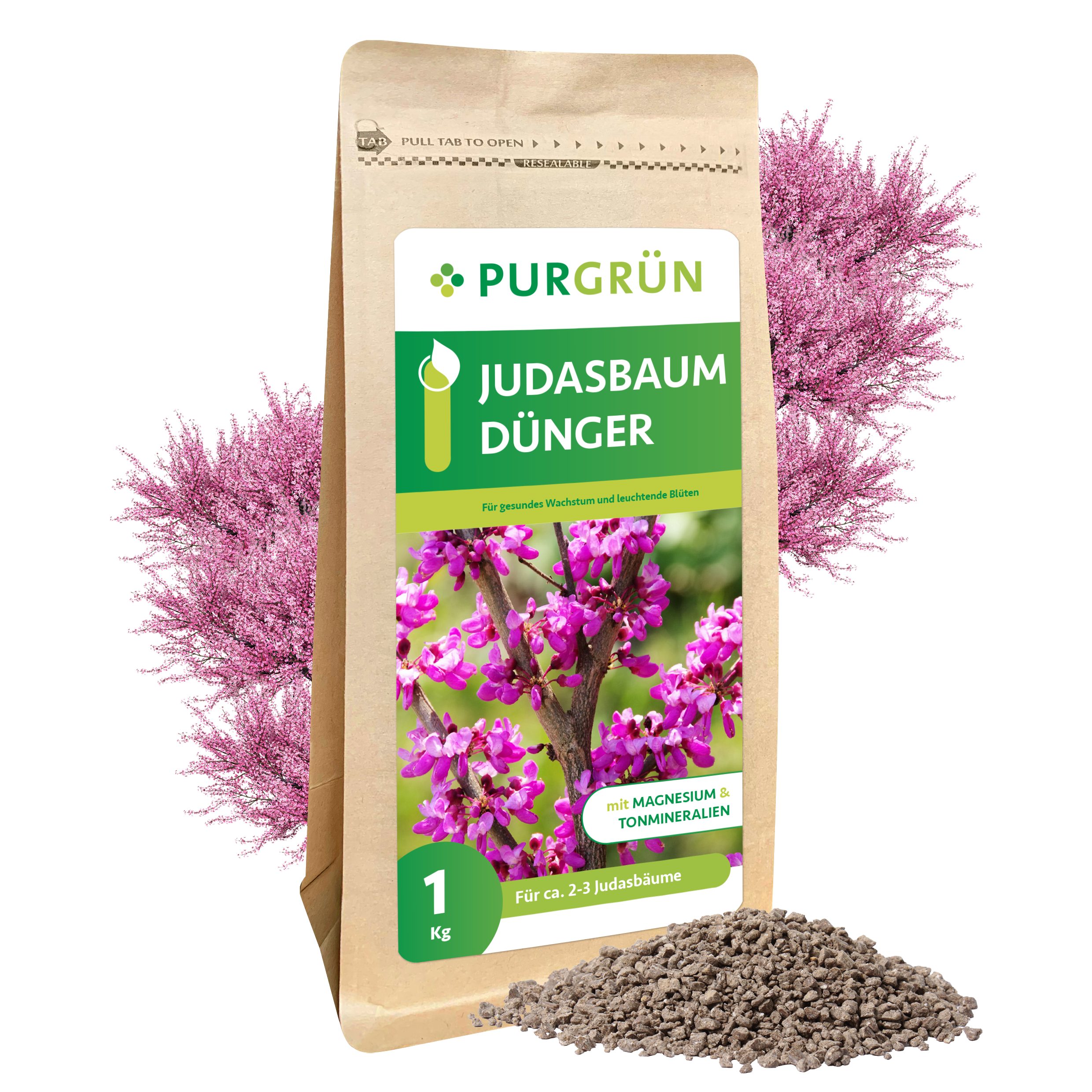 Gartendünger Purgrün Judasbaum Dünger, NPK 5+4+6, Magnesium, 1 kg