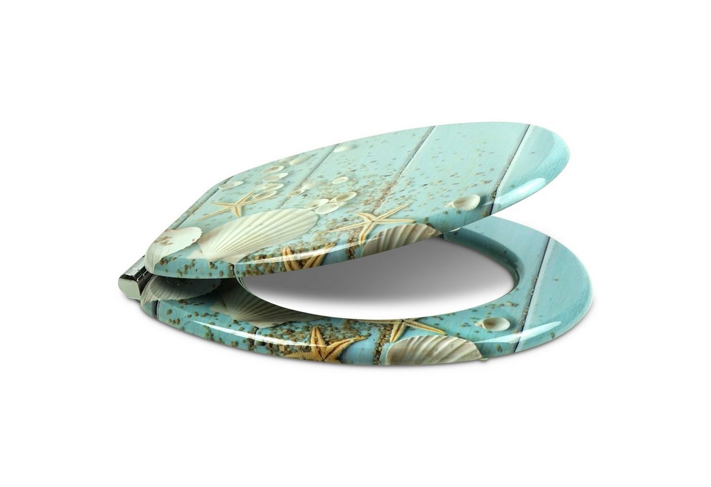 Thumbnail - Sanfino WC-Sitz "Caribbean Blue“ Premium Toilettendeckel mit Absenkautomatik aus Holz, bunter WC Sitz mit Motiv, hoher S...