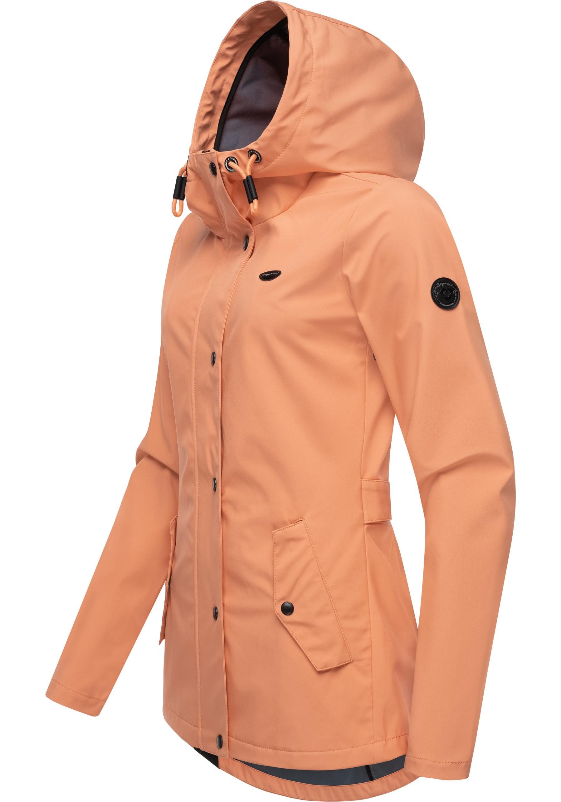 Ragwear Softshelljacke Margge Shell wasserdichte Damen Übergangsjacke mit großer Kapuze