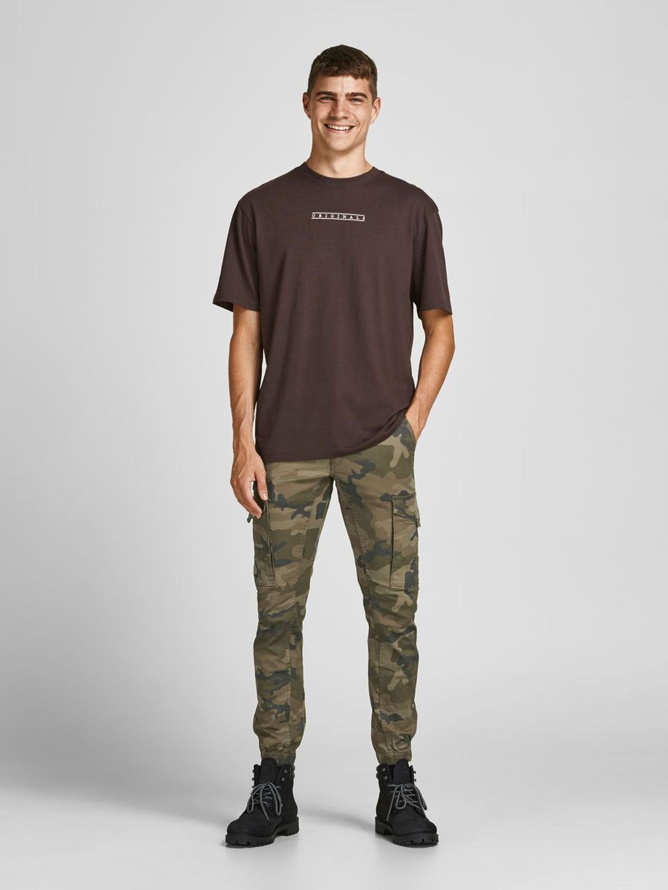 in 3468 Grün Gummibund Jones Camo AKM Jogger 542 Cargohose PAUL Hose & Twill FLAKE Cargo Jack Pants