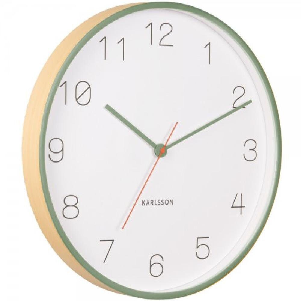 Karlsson Uhr Wanduhr Joy Wood mit Dunkelgrünen Akzenten (40cm)