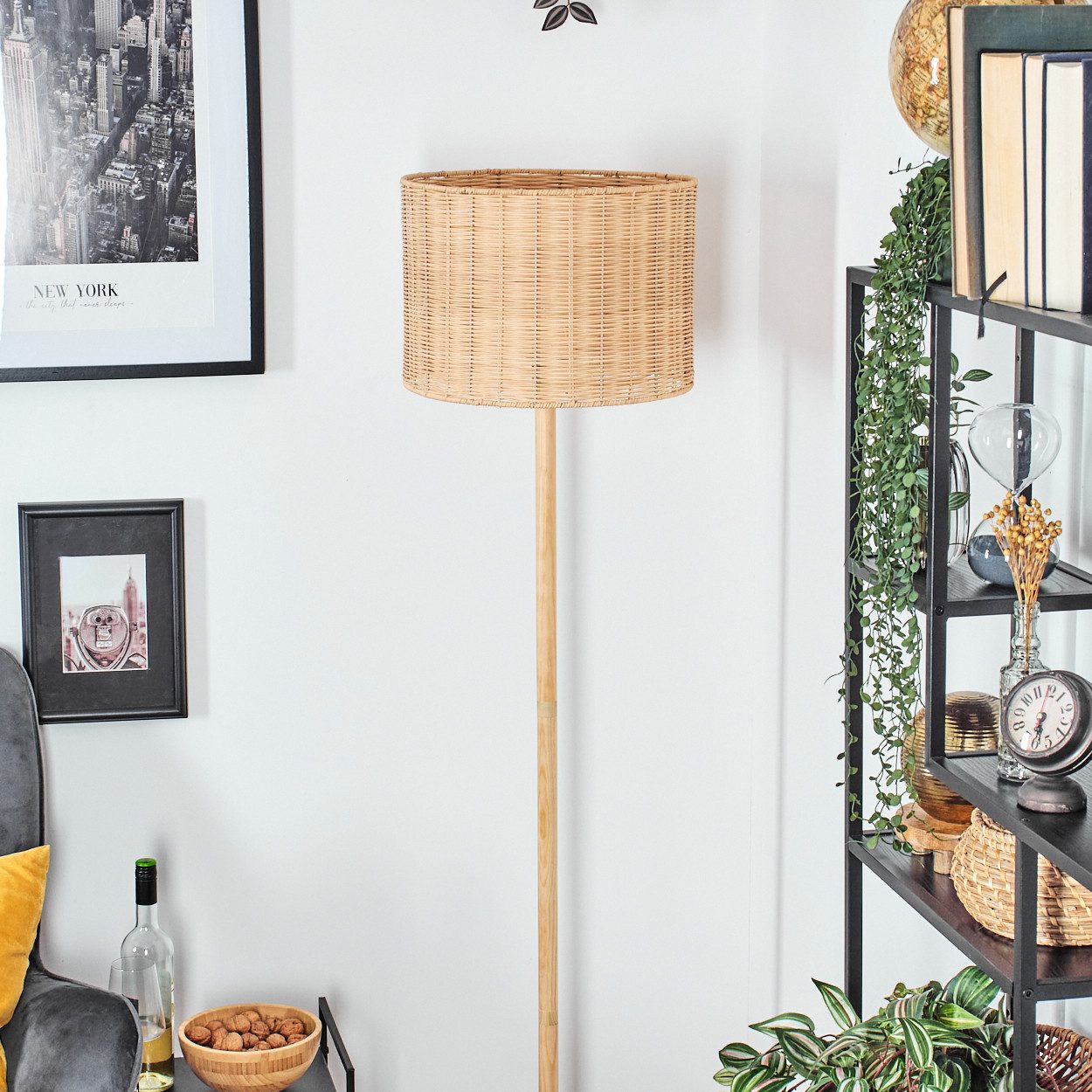 hofstein Stehlampe Stehlampe mit Holzfuß und günstig online kaufen
