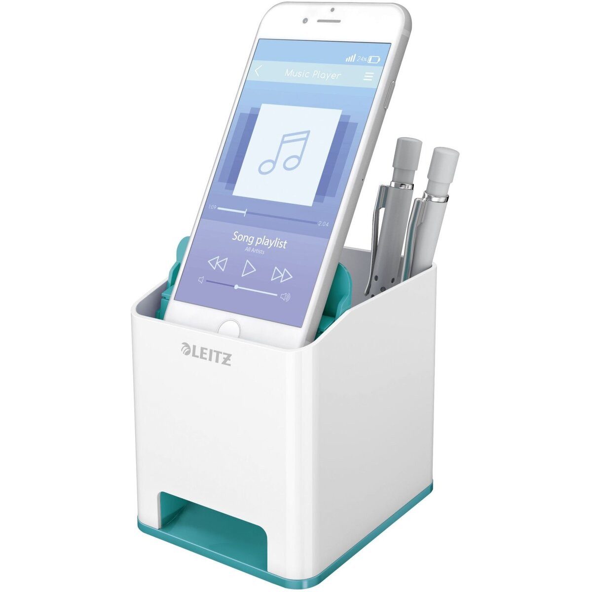 LEITZ Tischaufsatz Stifteköcher Wow Duo Colour Sound weiß/eisblau