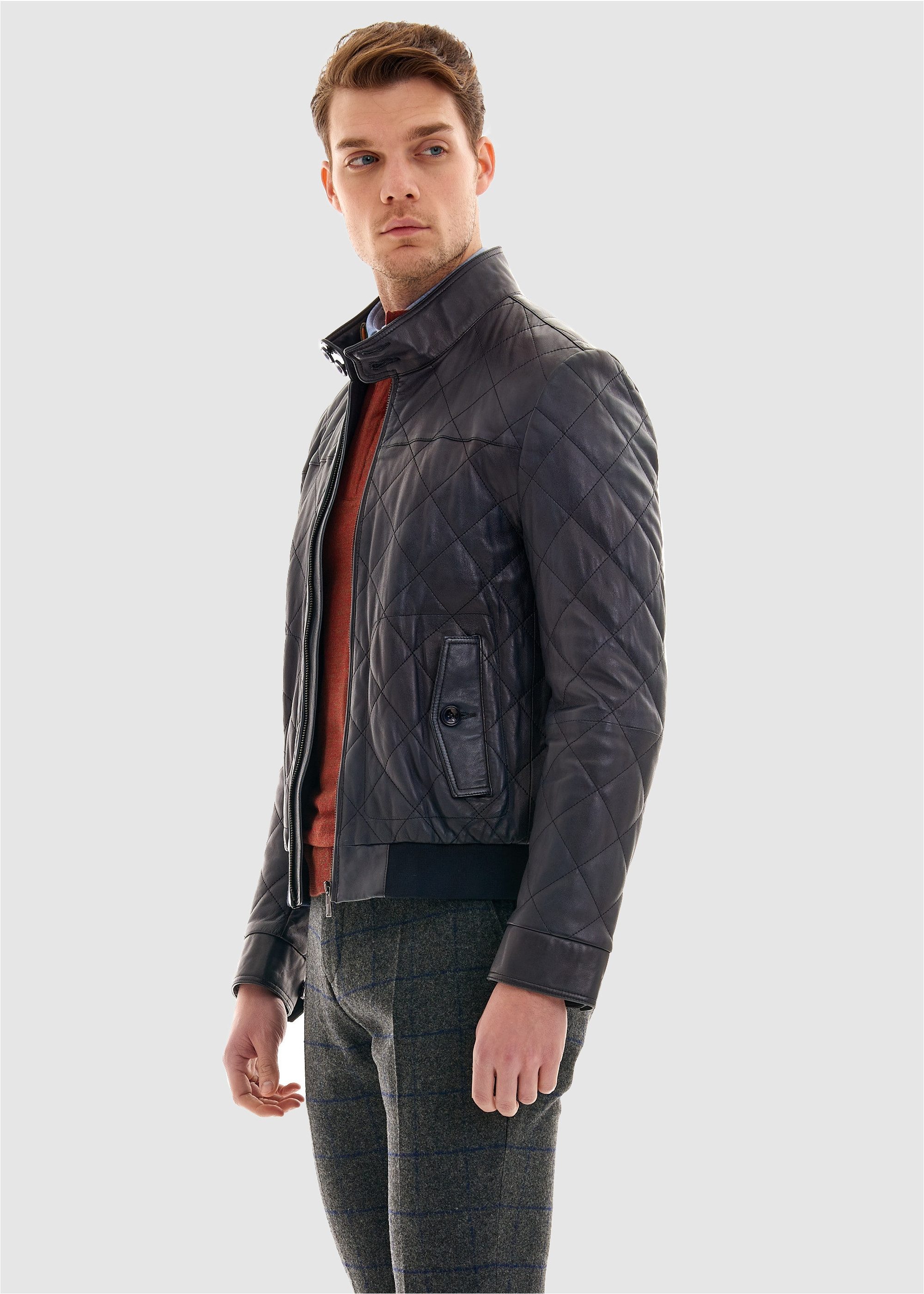 Pierre Cardin Lederjacke mit schickem Stepp-Muster