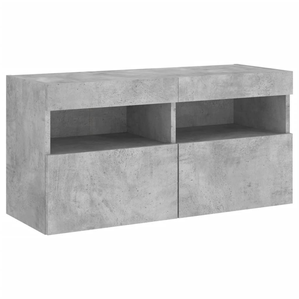vidaXL TV-Wand TV-Wandschrank mit LED-Leuchten Betongrau günstig online kaufen
