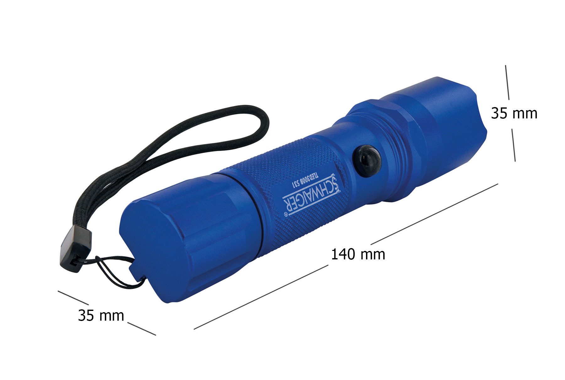Schwaiger LED Taschenlampe TLED300B 531 (1-St., schlagfest, spritzwassergeschützt), mit Handschlaufe
