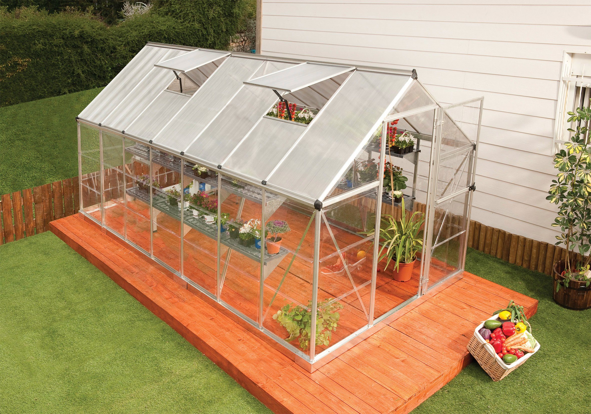 Palram - Canopia Gewächshaus Eco Grow, BxTxH: 204 x 445 x 198 cm, BxLxH: 60 x 124 x 198 cm, 6 mm Wandstärke, lebenslang widerstandsfähige Wandpaneele