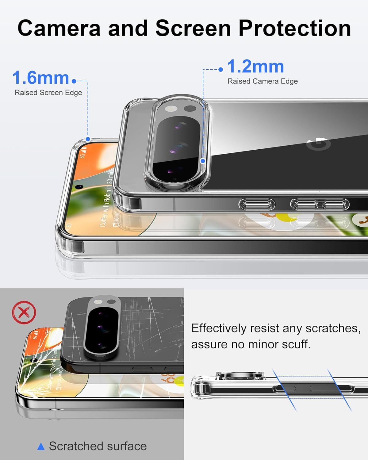 Baker Handyhülle Google Pixel 6 6a 6 Pro 7 7a 7 Pro 8 8a 8 Pro 9 9a 9 Pro 10 10 Pro, Transparent Schutzhülle Silikon mit Stoßfest Schutzecken