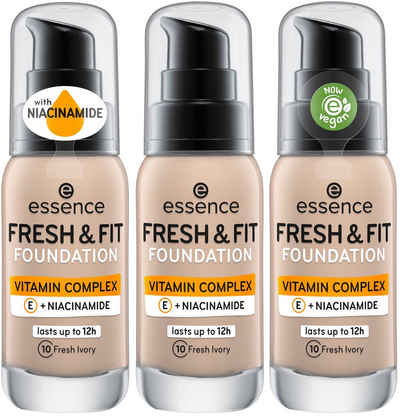 Essence Foundation FRESH & FIT FOUNDATION, 3-tlg.