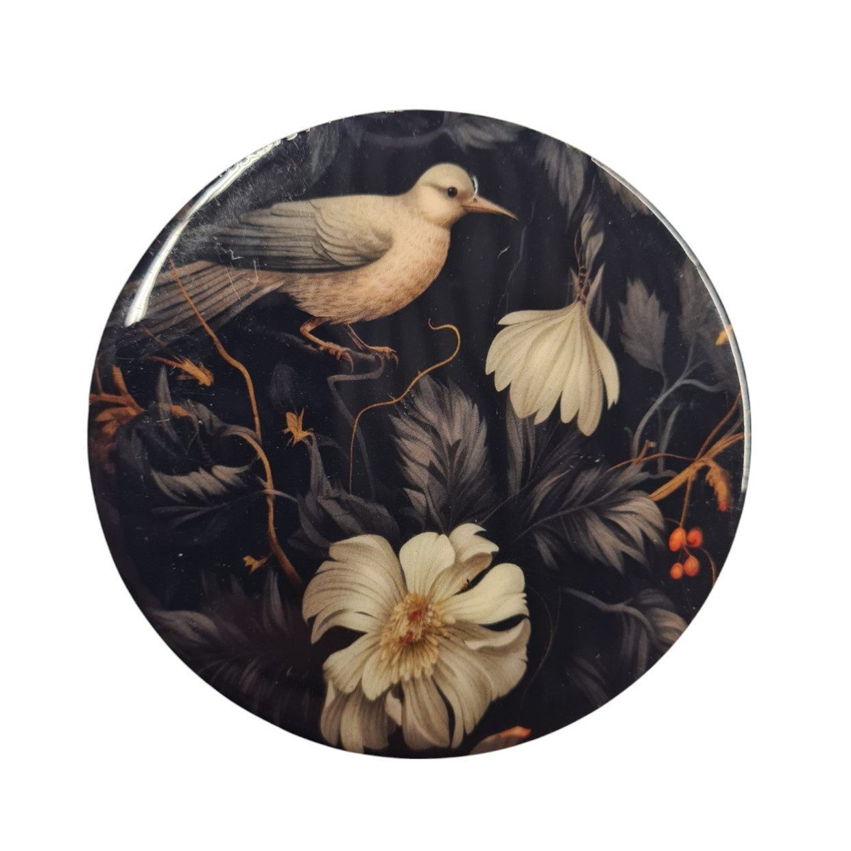 Macosa Home Glasuntersetzer 4 Stück rund Mangoholz 10 cm Schwarz Floral Glasuntersetzer, Untersetzerset, Untersetzer Tischuntersetzer Getränke-Untersetzer