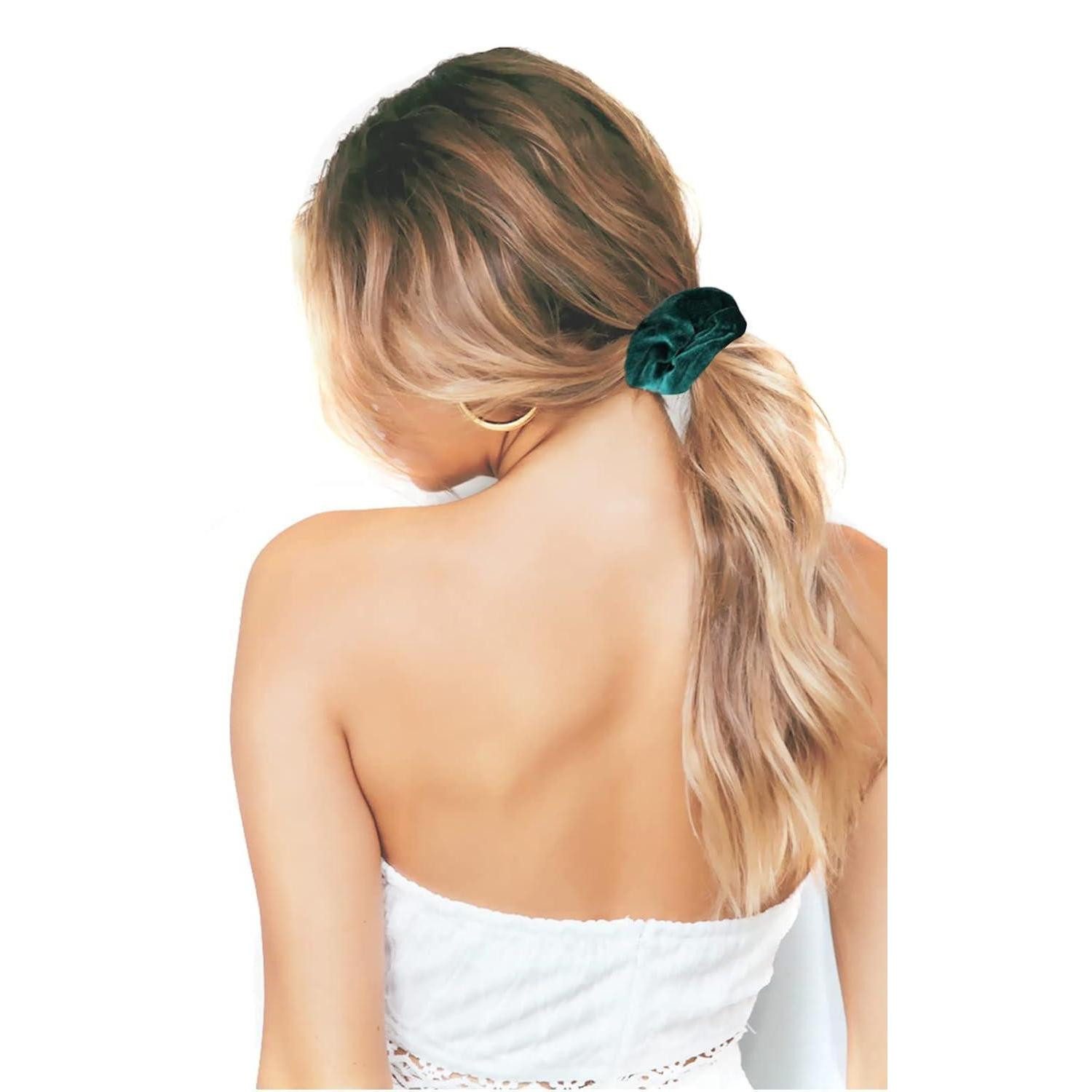 LuxusKollektion Haargummi Dunkelgrüne Haargummis Samt, dicke Haarbänder, Pferdeschwanz-Halter
