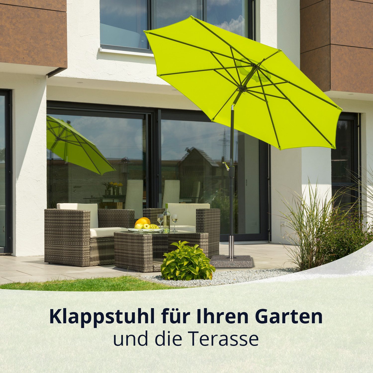 KHG Betonschirmständer Sonnenschirmständer aus Granit grau quadratisch, 4 tlg., mit Einsätzen für alle gängigen Schirmgrößen 26 - 33 - 38 mm – Bild 3 von 5