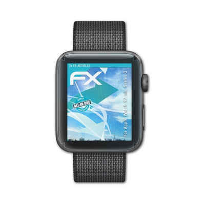 atFoliX Schutzfolie Displayschutzfolie für Apple Watch 42 mm Series 3, (3 Folien), Ultraklar und flexibel