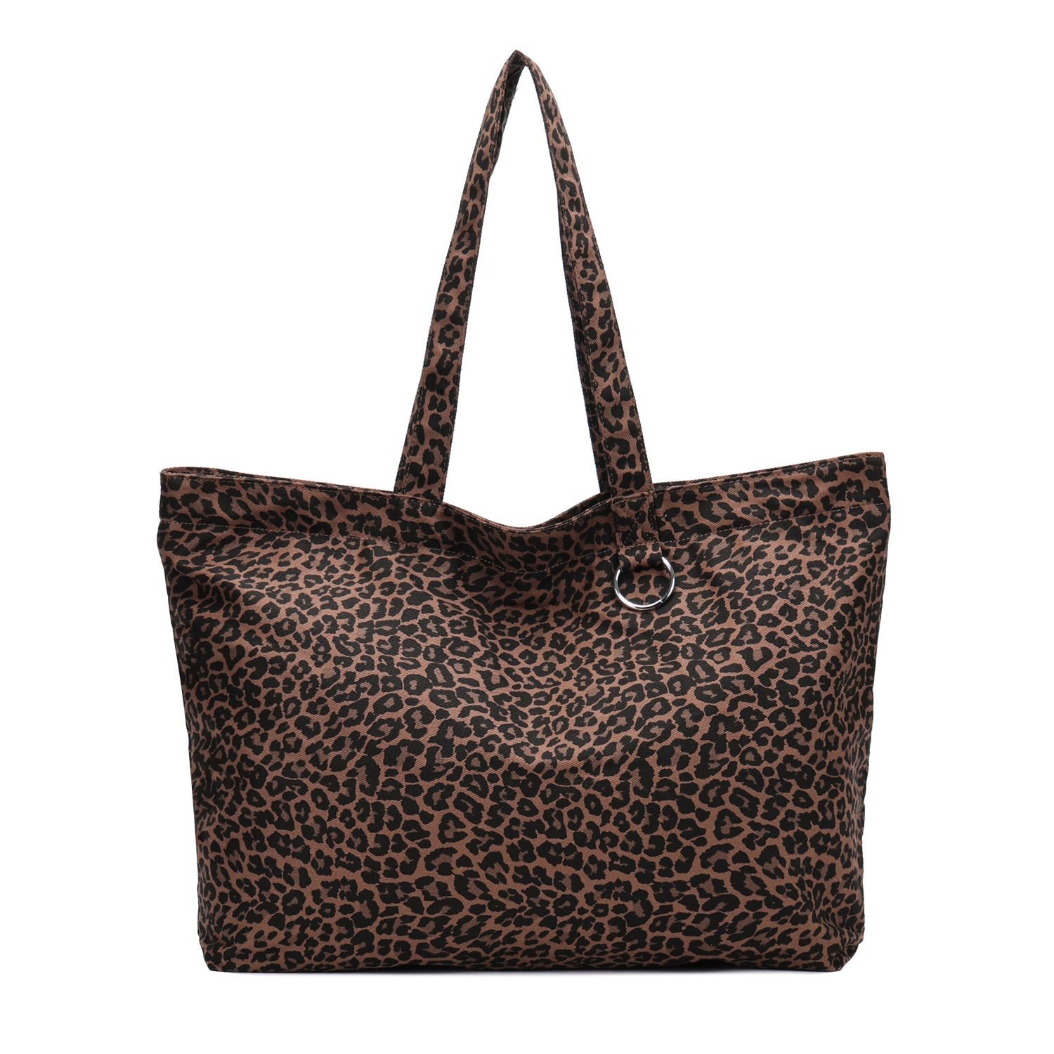 ITALYSHOP24 Schultertasche XXL Damen Leo Tasche Shopper Canvas Tote Bag Weekender Beuteltasche, Leopard Print Umhängetasche Tragetasche Shopping Henkeltasche Reise