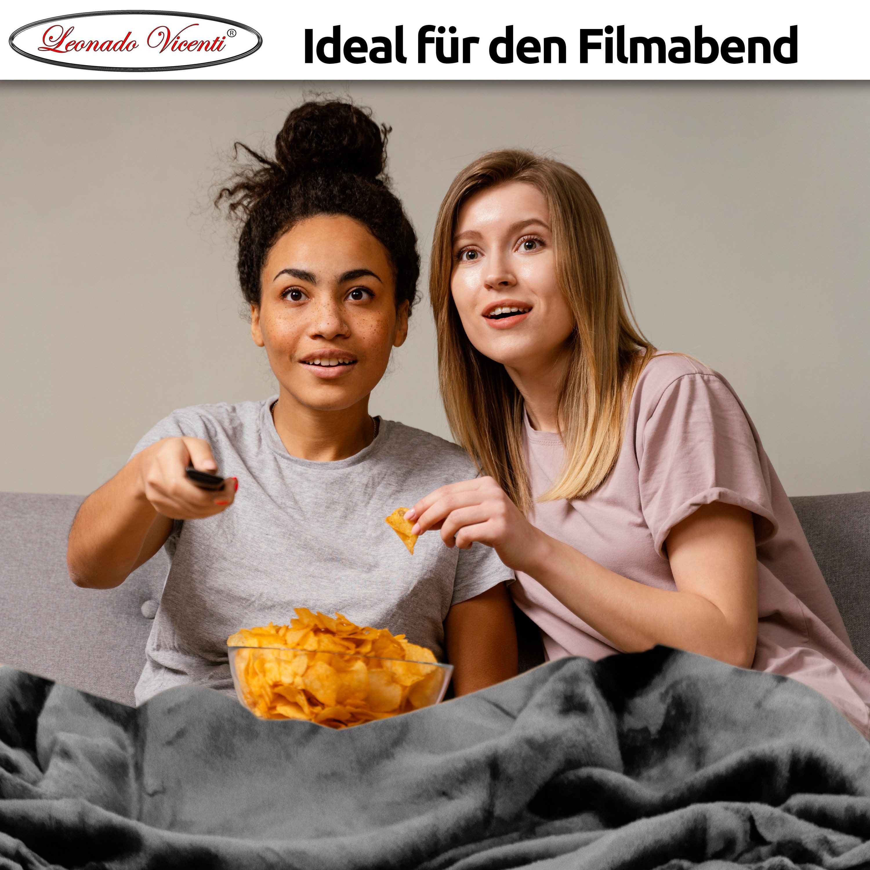 Wohndecke kuschelig warm 150x200, 220x240 oder 270x230, Leonado Vicenti, Kuscheldecke flauschig weich, Einfarbig