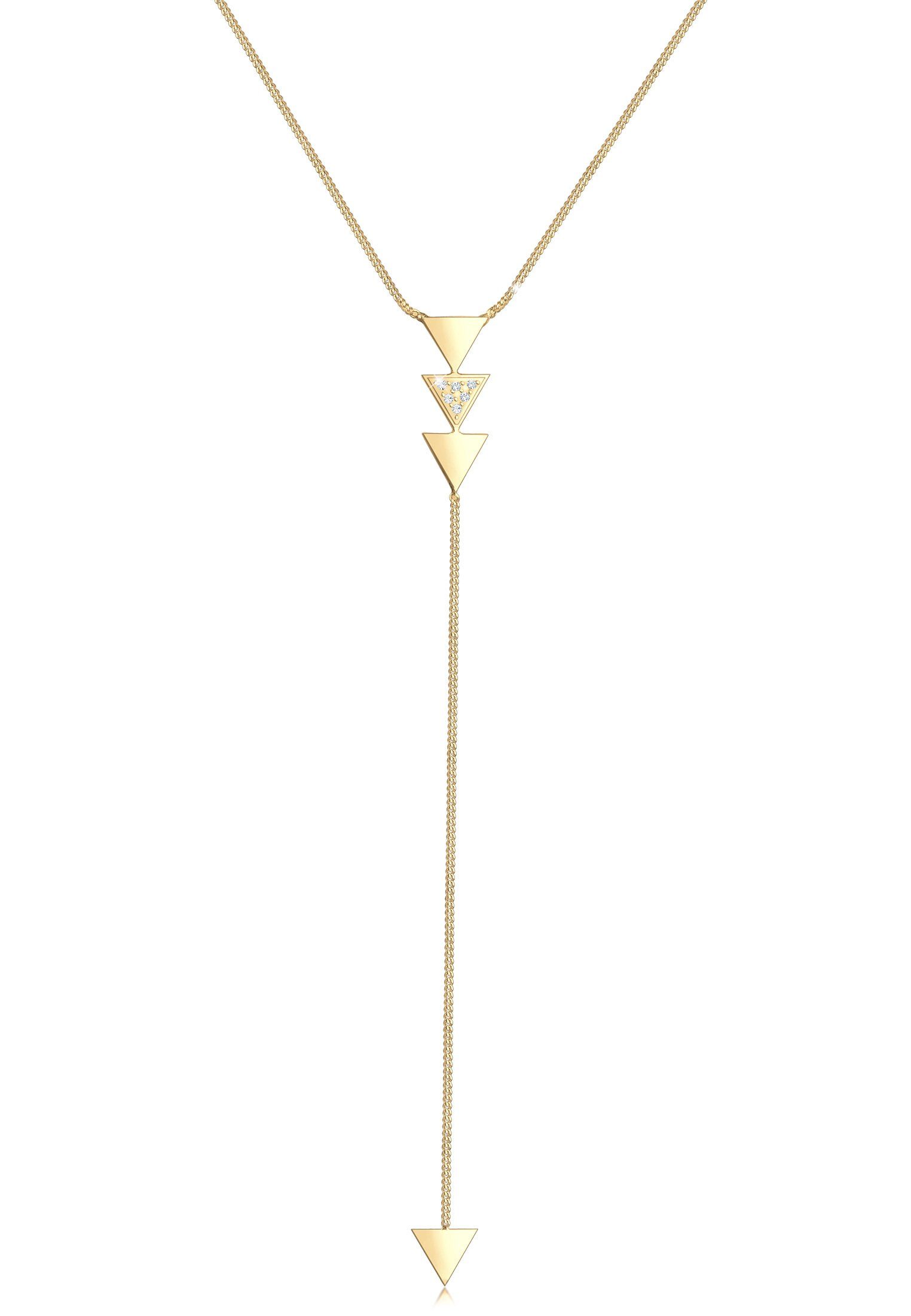 Elli Dreieck Kristalle Silber Gold Y-Kette Collierkettchen 925