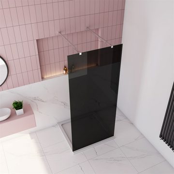 duschspa Duschwand 80-140cm schwarze Duschwand Duschtrennwand Duschkabine Walk in Dusche, Einscheibensicherheitsglas, Sicherheitsglas, (Set), Glas