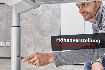 bümö Schreibtisch Serie-Y - Arbeitshöhe: höhenverstellbar, Rechteck: 120 x 80 cm - Dekor: Weiß - Gestell: Graphit