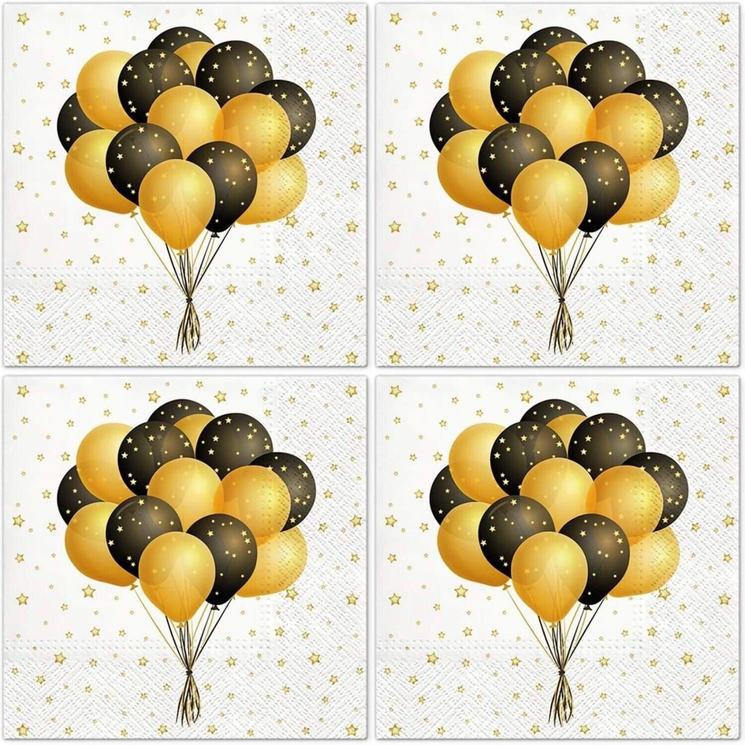 Tete a Tete Papierserviette 20 Stück ca. 33x33cm Fliegende Luftballons, gold-schwarz