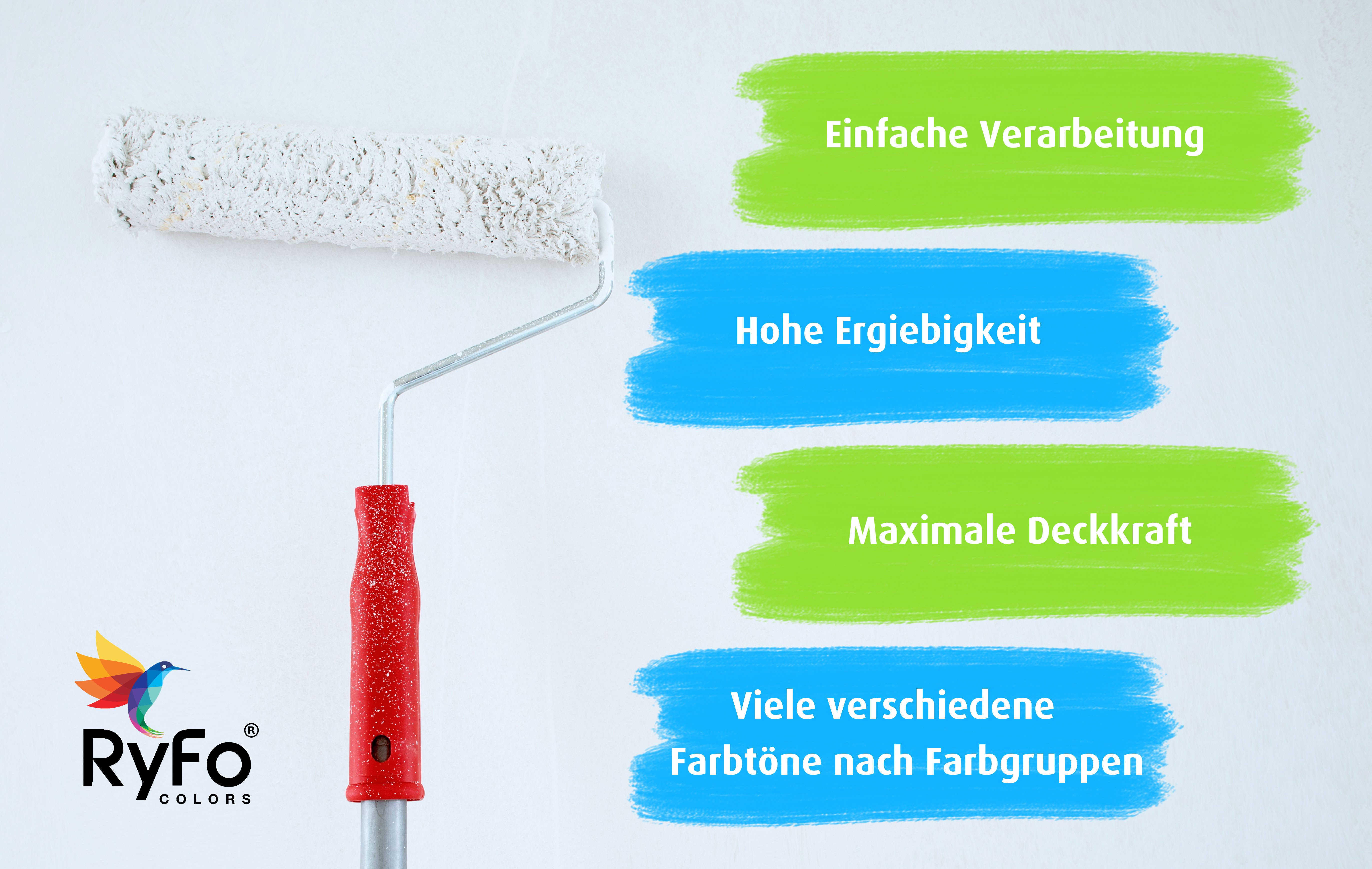 RyFo Colors Wand- und Deckenfarbe Manufakturweiß Brauntöne, 1× streichen, 1 L reicht für ca. 8 m², Deckkraft-/Nassabriebklasse 1, matt, atmungsaktiv, für Innenräume