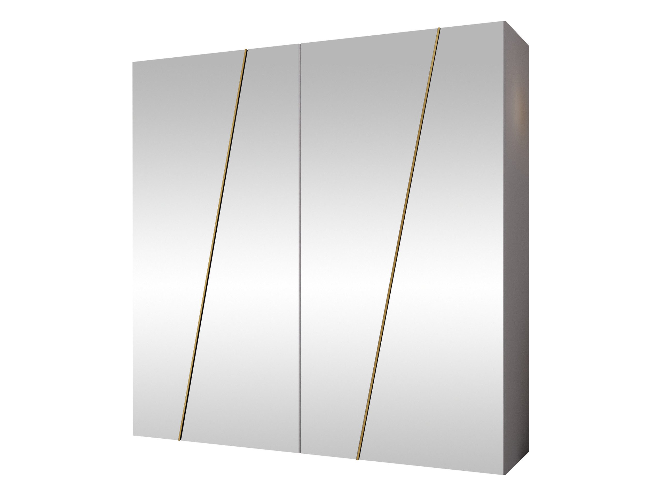 MIRJAN24 Kleiderschrank Zen 4L 200 cm (mit vier Drehtüren) 200x50x202 cm, Frontspiegel, zwei Kleiderstangen