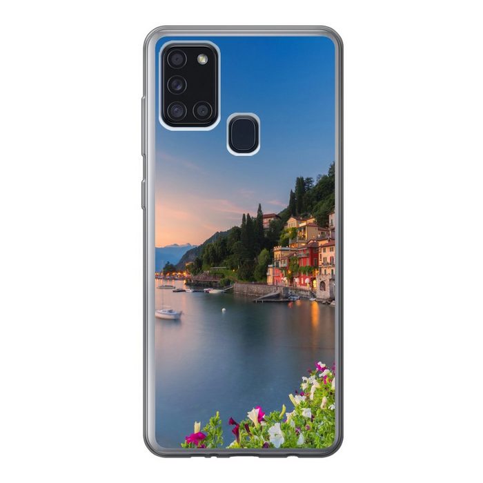 MuchoWow Handyhülle Italien - Sonnenuntergang - See Handyhülle Samsung Galaxy A21s Smartphone-Bumper Print Handy