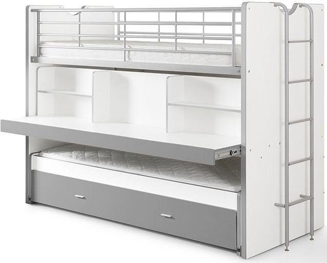 Vipack Hochbett Bonny, mit 3 Schlafgelegenheiten, super praktisch im Kinderzimmer (B/H/T ca. 222x161x102cm, Dekor Oberfläche, in verschieden Farben) mit großer Schreibplatte, Regalfächern, viel Funktion auf kleinem Raum