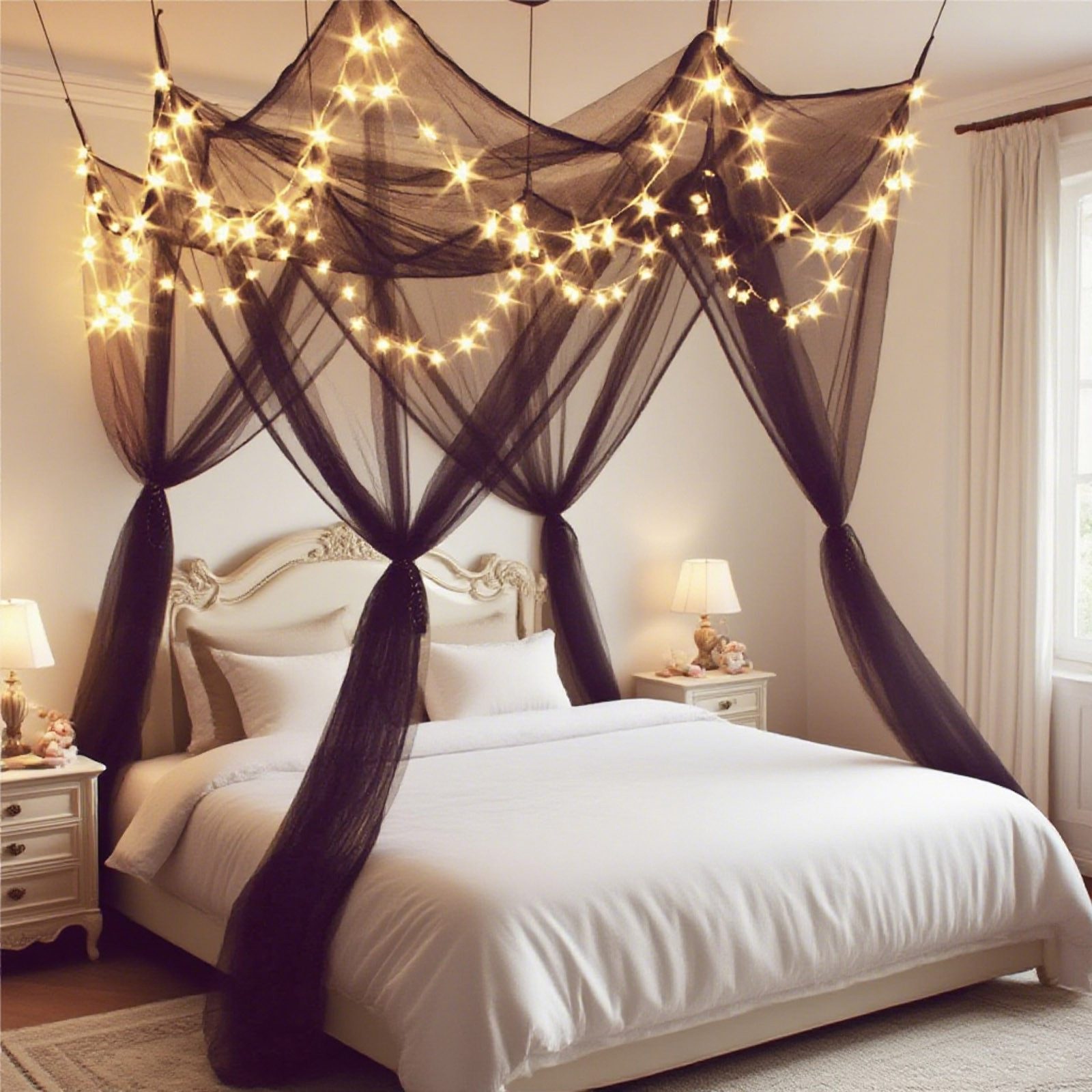 BTTO Moskitonetz Universal Bett-Moskitonetz 4 Ecken Mückennetz Bett In-/ Ou günstig online kaufen