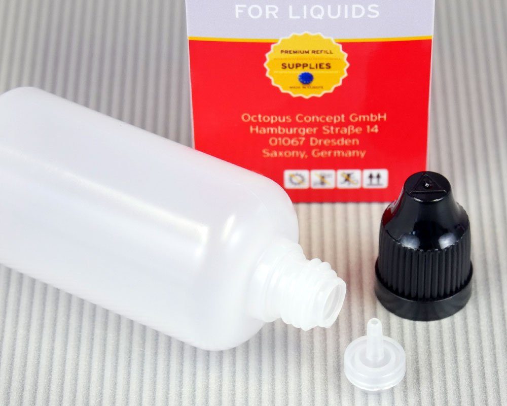 LDPE, 30 ml Deckel 10 G14, schwarz, Kanister Plastikflaschen St) Tropfeinsatz, OCTOPUS (10