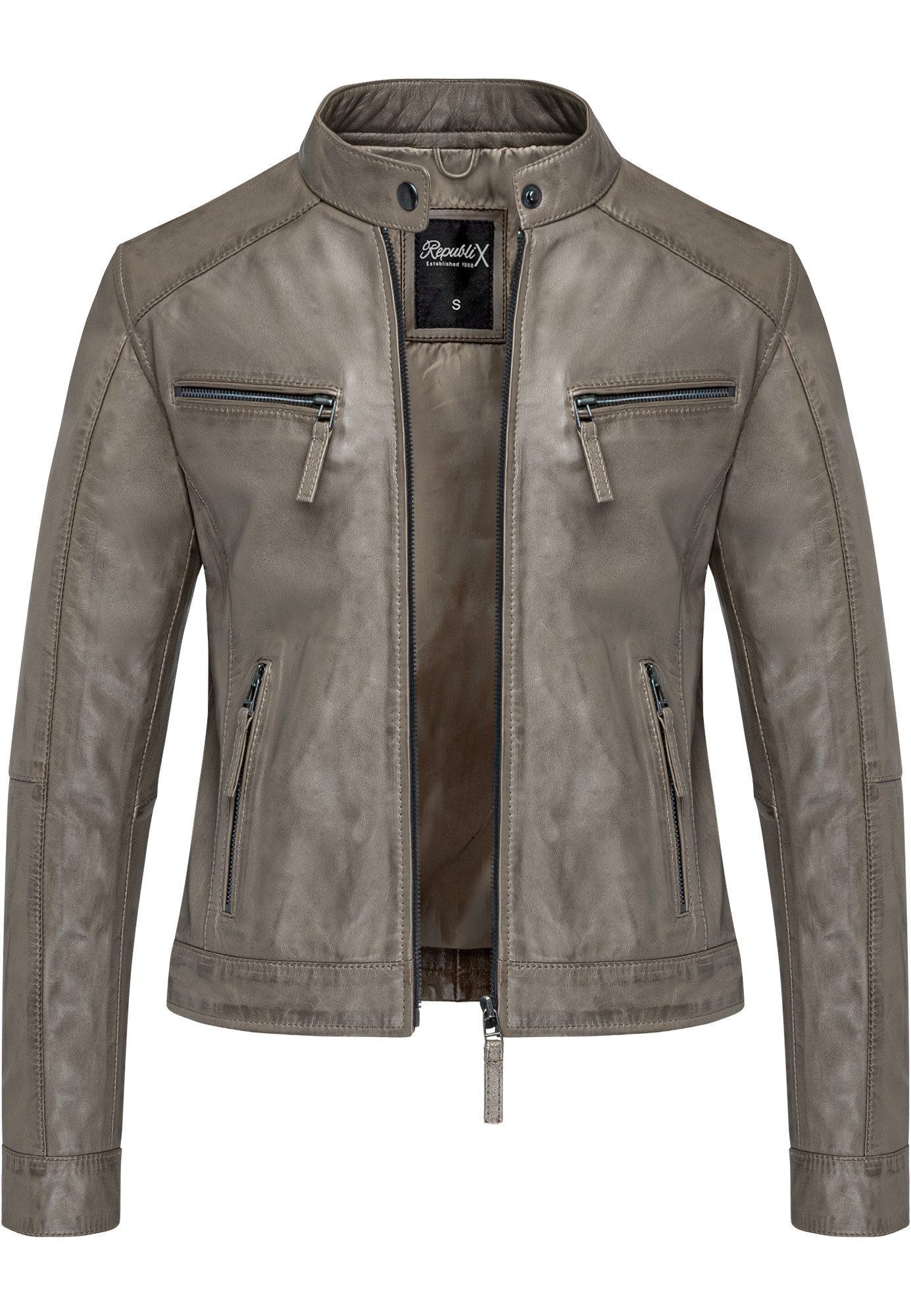 REPUBLIX Lederjacke WINONA Echtleder Damen Biker Zipper Jacke günstig online kaufen