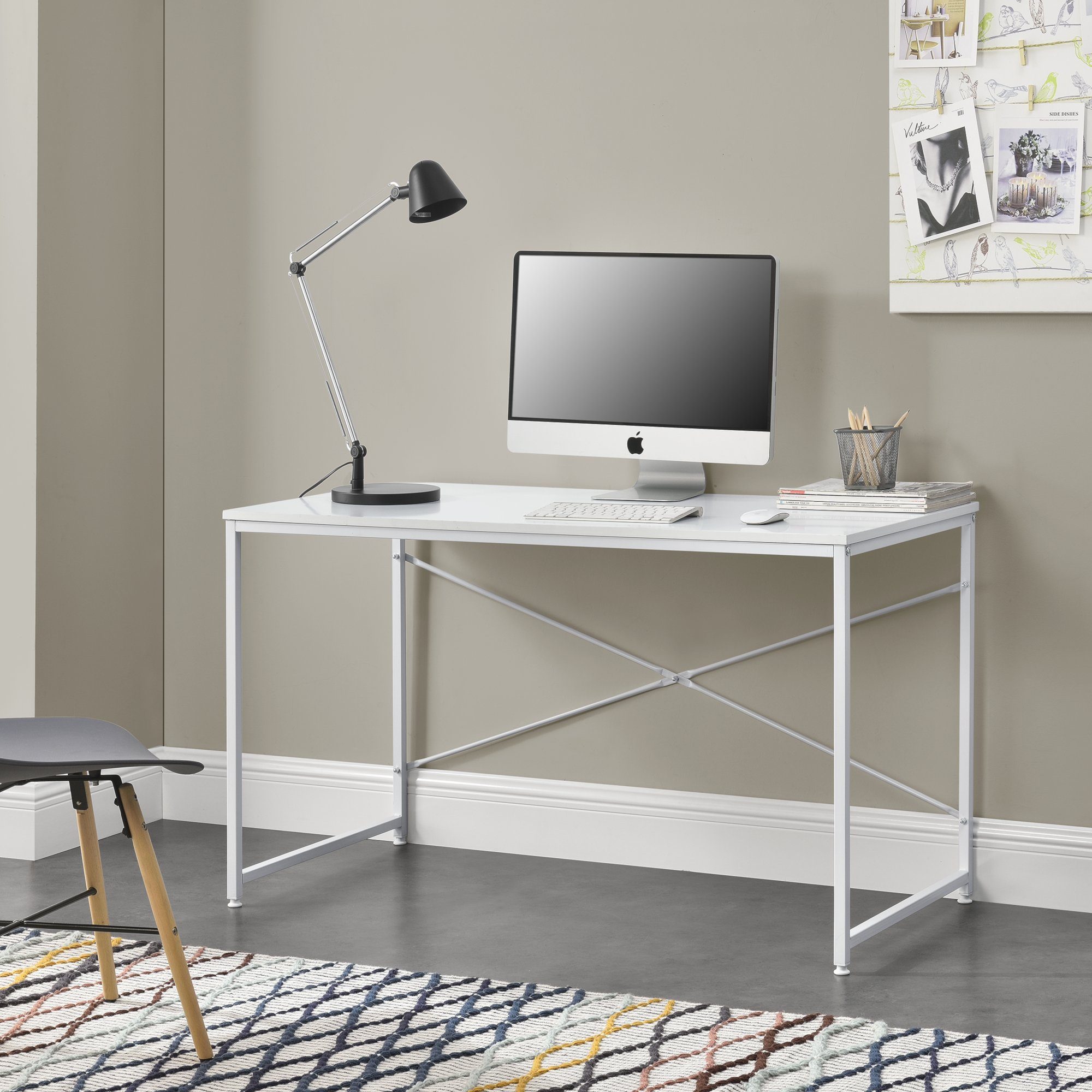 en.casa Schreibtisch, »Røros« Computertisch 120x60cm Weiß günstig online kaufen