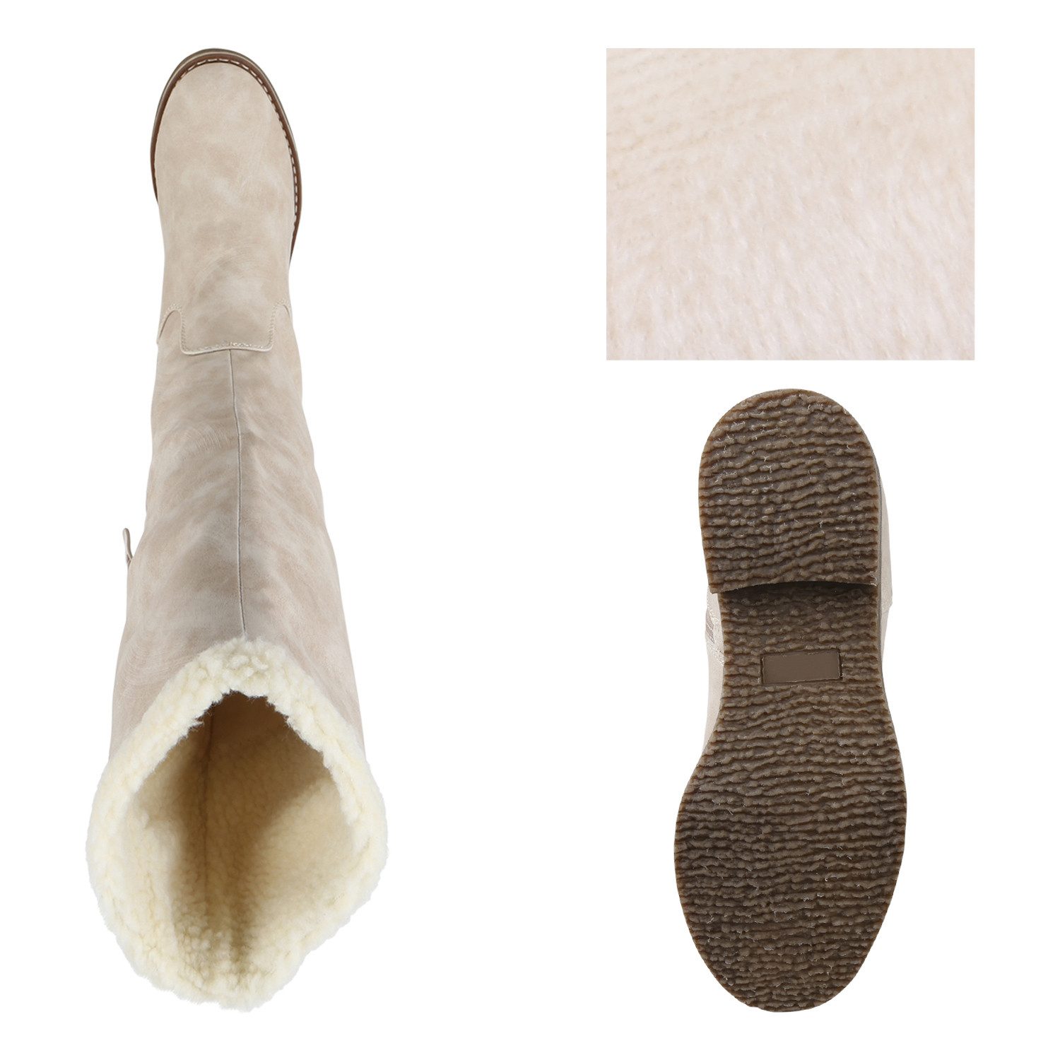 VAN HILL 820371 Winterstiefel Damen Winterstiefel Warm Gefütterte Stiefel Winter Boots Kunstpelz
