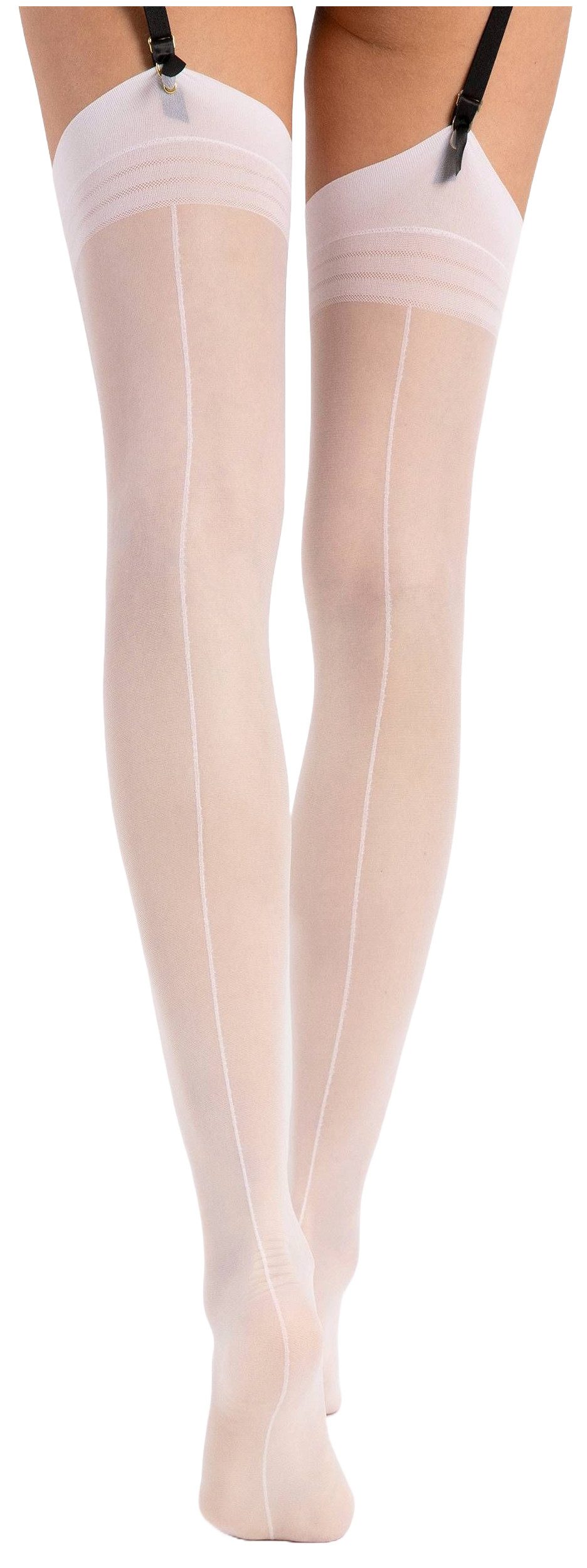 Fiore Strapsstrümpfe Sensual (Packung, 1-Paar, 1 Paar) elegante Strapsstümpfe 20DEN mit rückwärtiger Naht und Streifenmuster