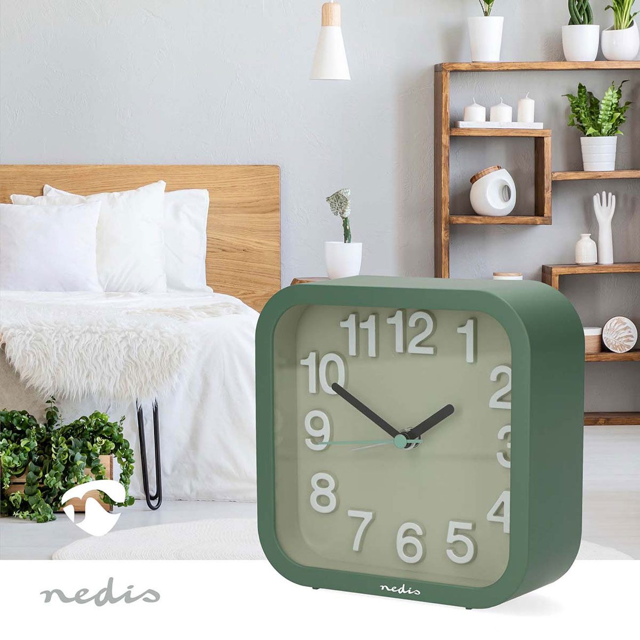 Nedis Wecker Retro Wecker Analog Tischuhr Quarzwecker batteriebetrieben ohne Ticken, leise, geräuscharm, schleichende Sekunde – Bild 4 von 5