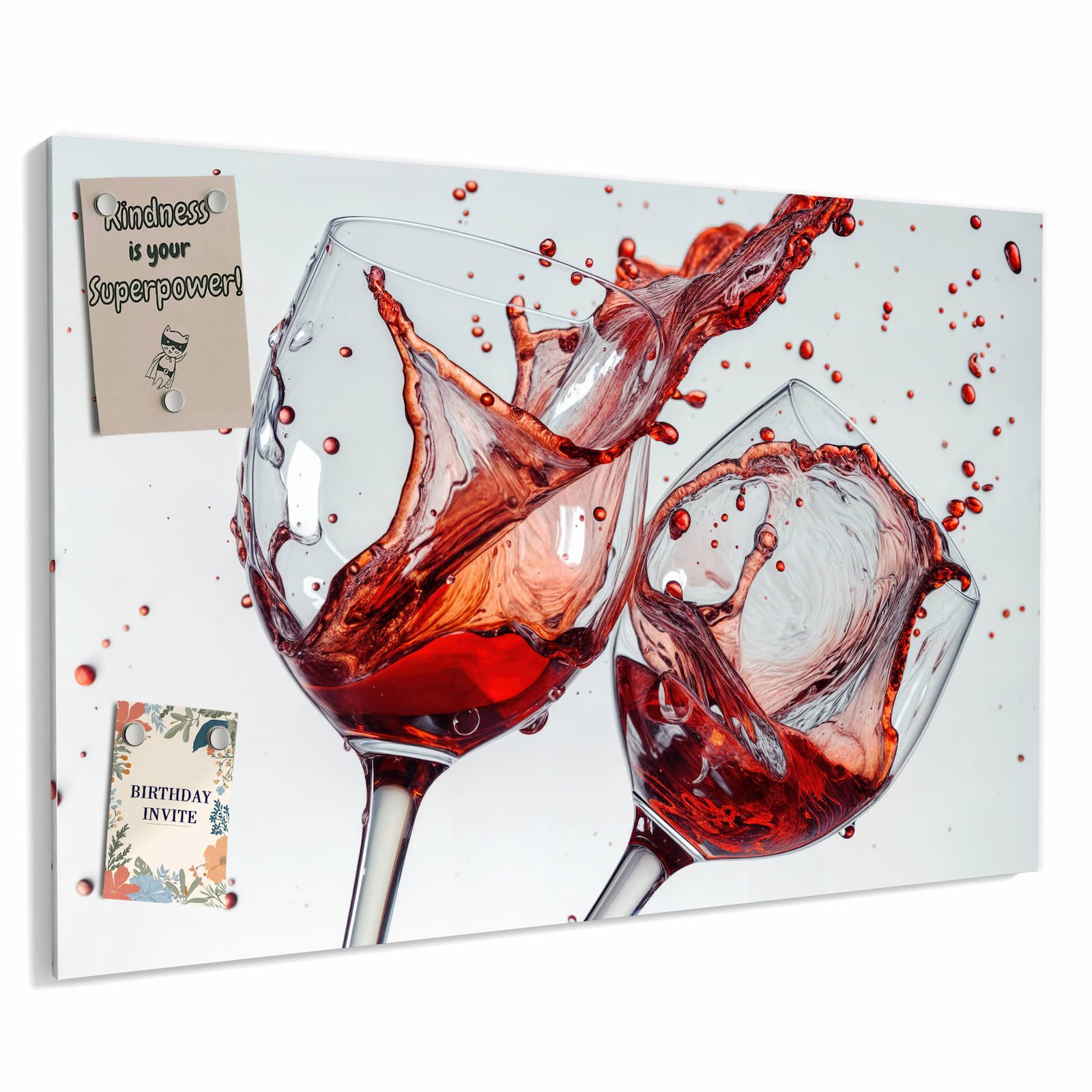 Primedeco Memoboard Metall Weinkelchplätschern – beschreibbar & magnetisch, (Inklusive Stift, Magnete und Montagematerial, 1-tlg., 9 verschiedene Größen), Magnetisch und Beschreibbar